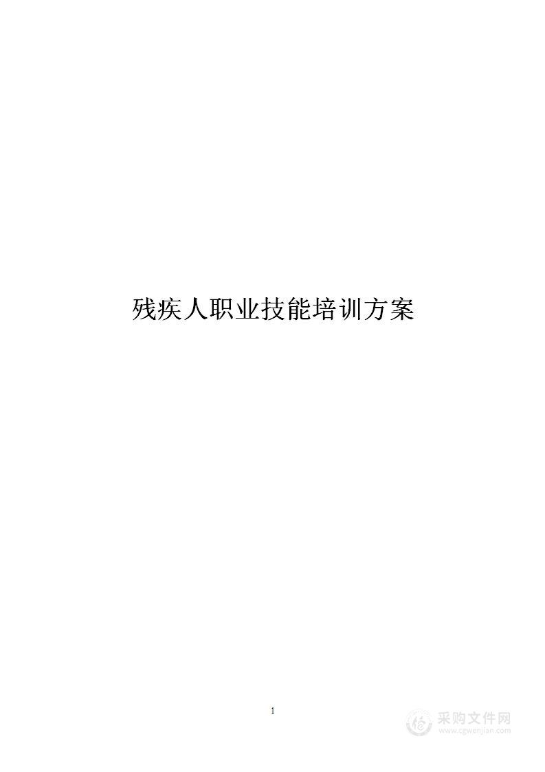 残疾人职业技能培训方案