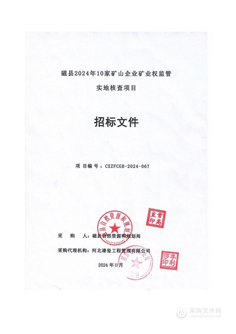 磁县2024年10家矿山企业矿业权监管实地核查项目