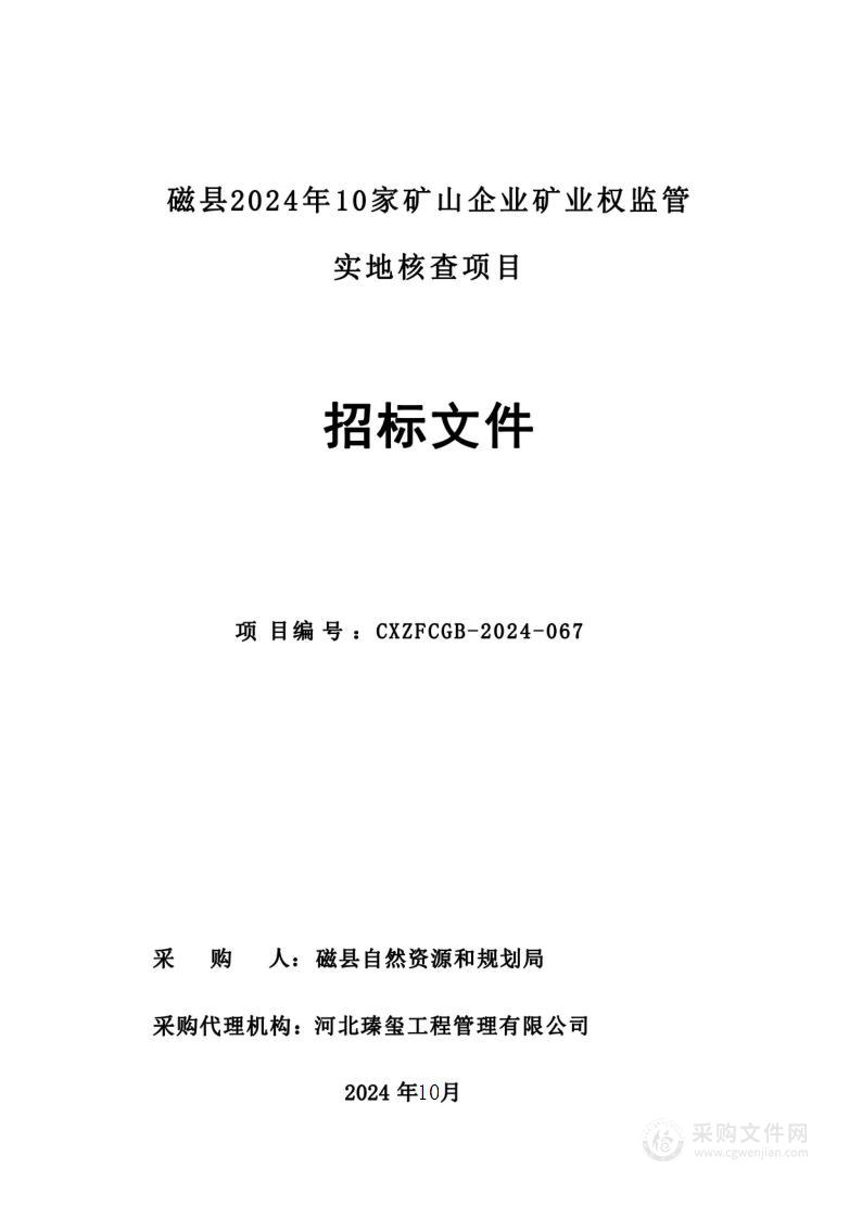 磁县2024年10家矿山企业矿业权监管实地核查项目