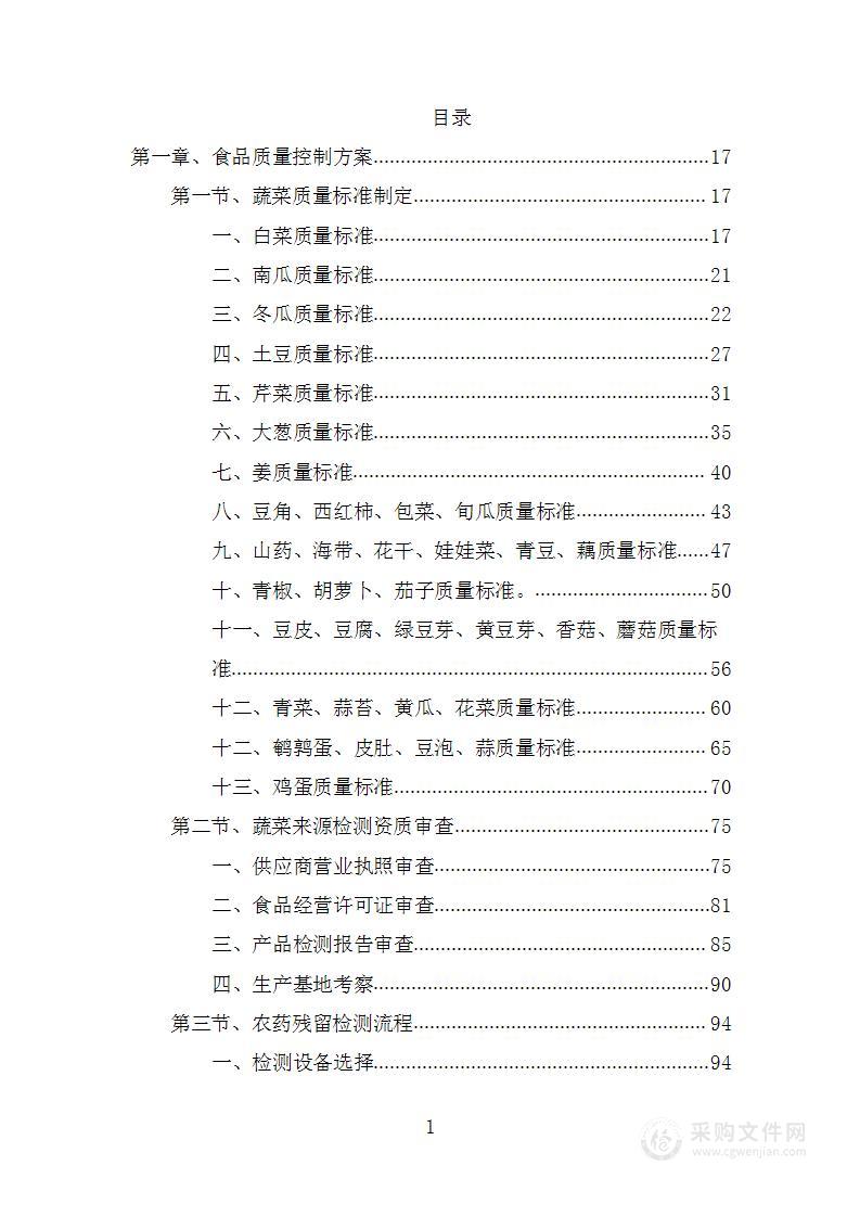 小学食堂食材采购工程项目投标方案