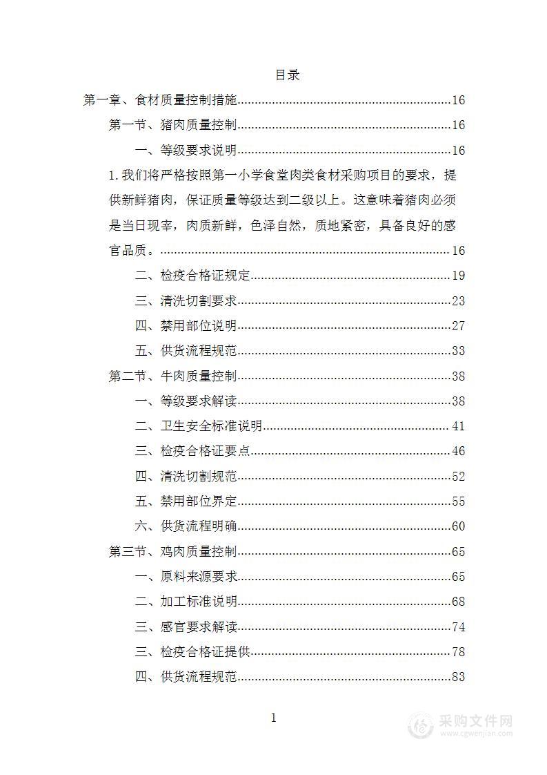 小学食堂肉类食材采购项目投标方案