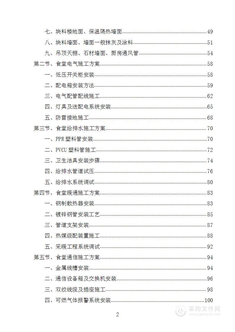 油气工艺研究院员工食堂建设项目投标方案