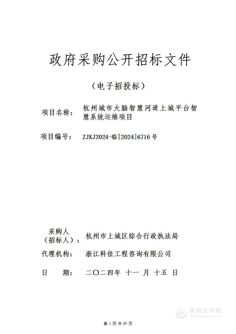 杭州城市大脑智慧河道上城平台智慧系统运维项目