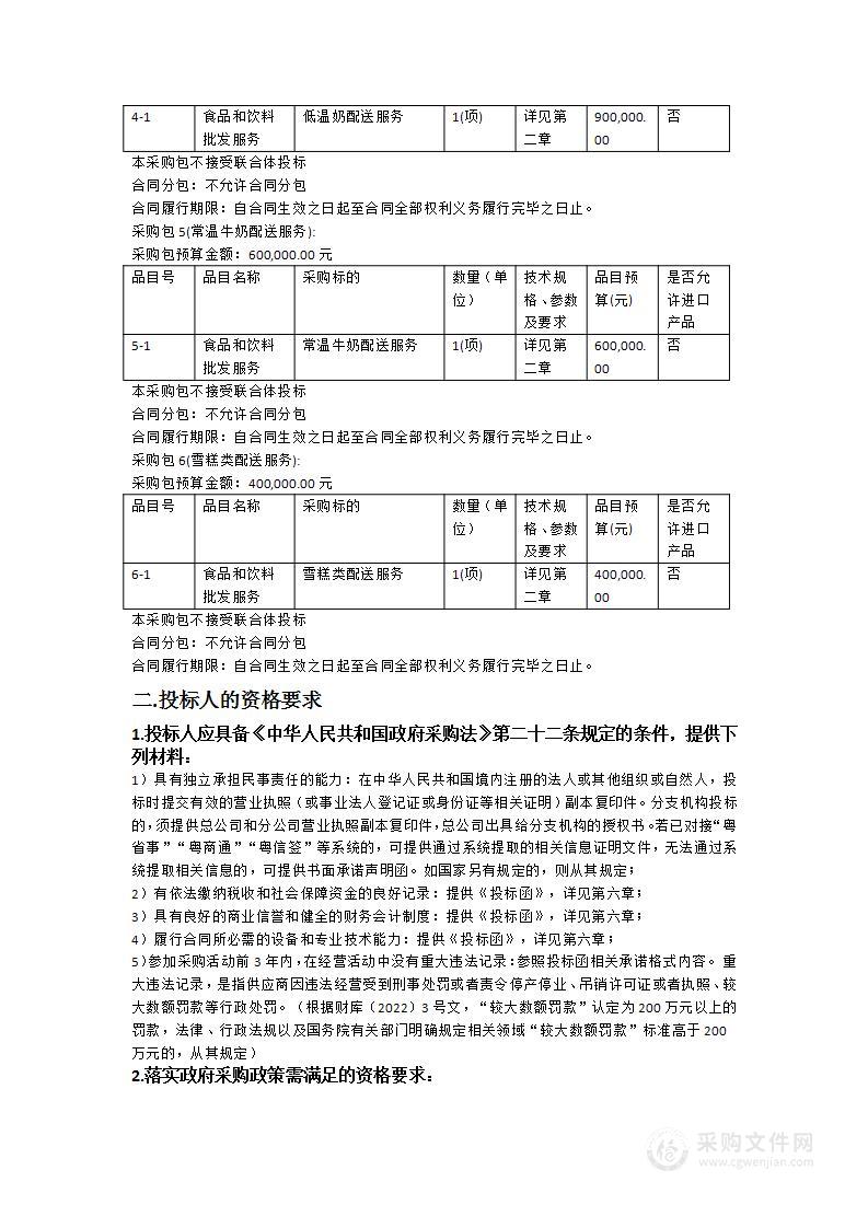 广州大学2025年度饮食服务中心伙食物资供应配送服务子项目（五）