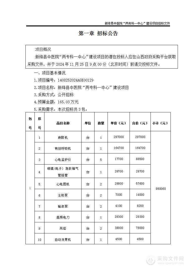 新绛县中医院“两专科一中心”建设项目