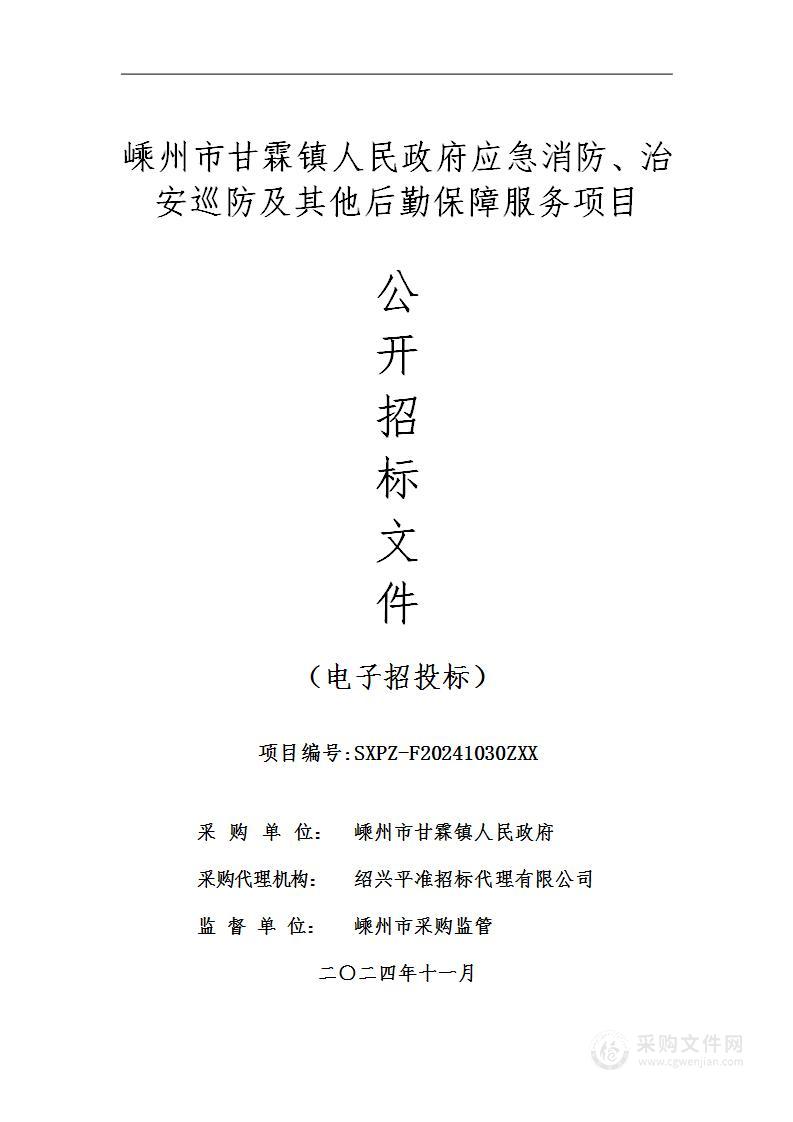 嵊州市甘霖镇人民政府应急消防、治安巡防及其他后勤保障服务项目