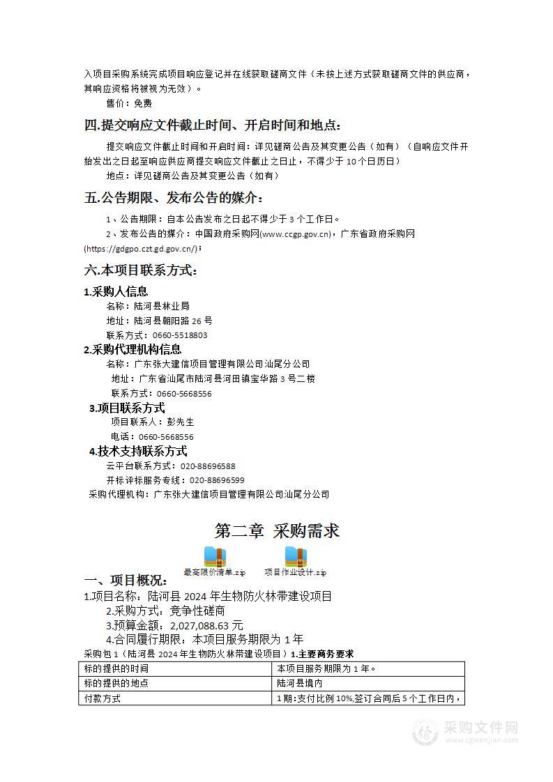 陆河县2024年生物防火林带建设项目