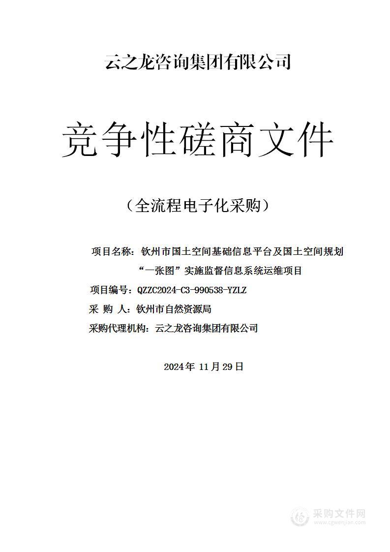 钦州市国土空间基础信息平台及国土空间规划“一张图”实施监督信息系统运维项目