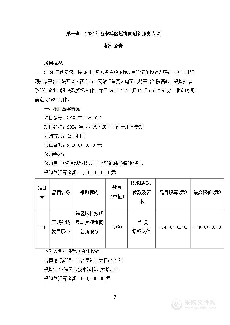 2024年西安跨区域协同创新服务专项（第二包）