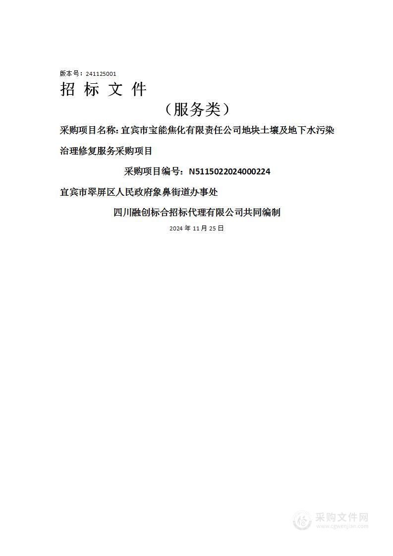 宜宾市宝能焦化有限责任公司地块土壤及地下水污染治理修复服务采购项目