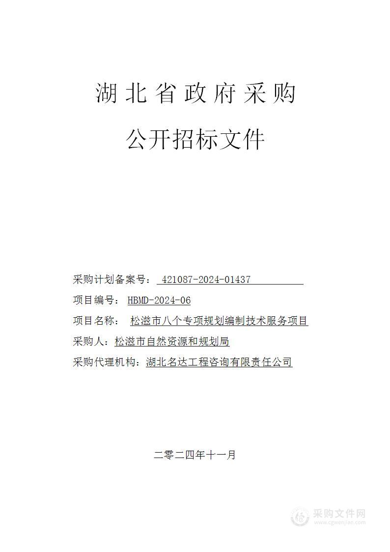 松滋市八个专项规划编制技术服务项目