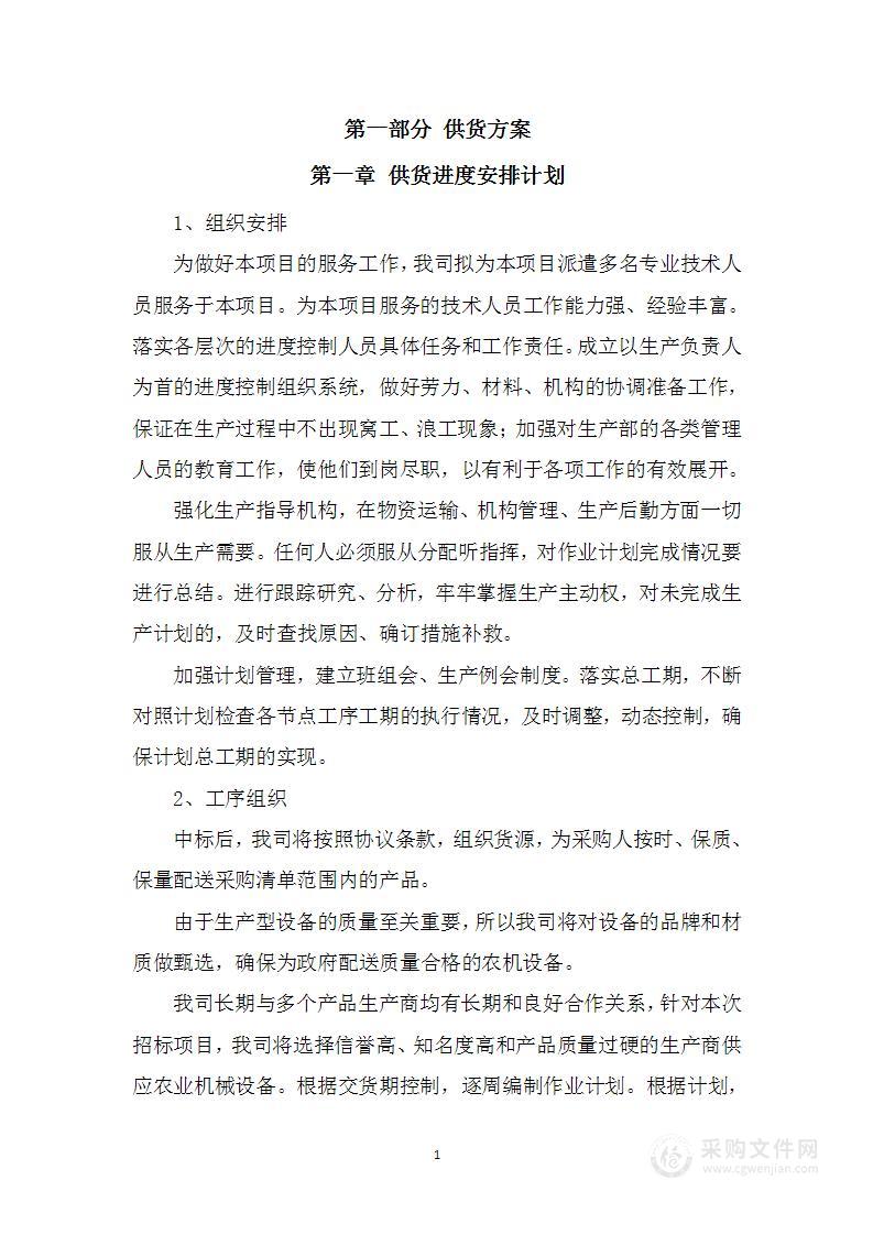 农机购置投标方案