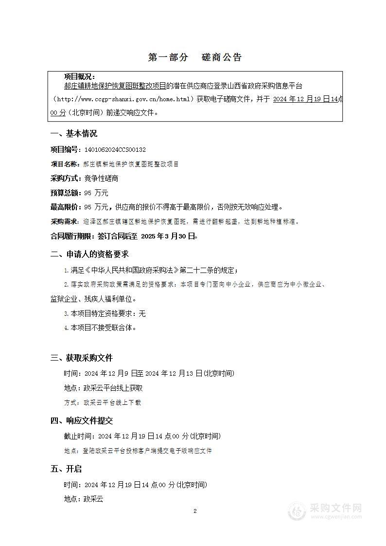 郝庄镇耕地保护恢复图斑整改项目