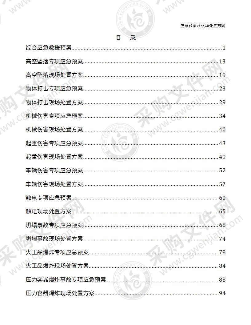 施工现场应急预案及现场处置方案汇编(219页)