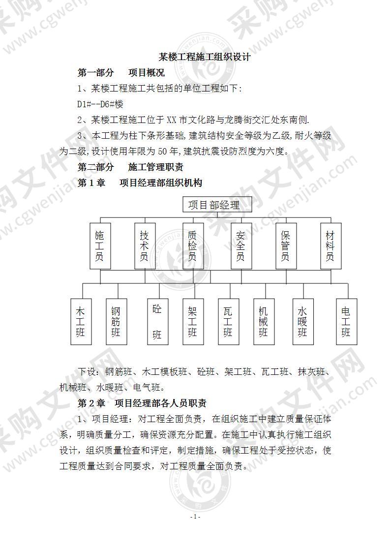 某1号楼建筑工程施工组织设计84页