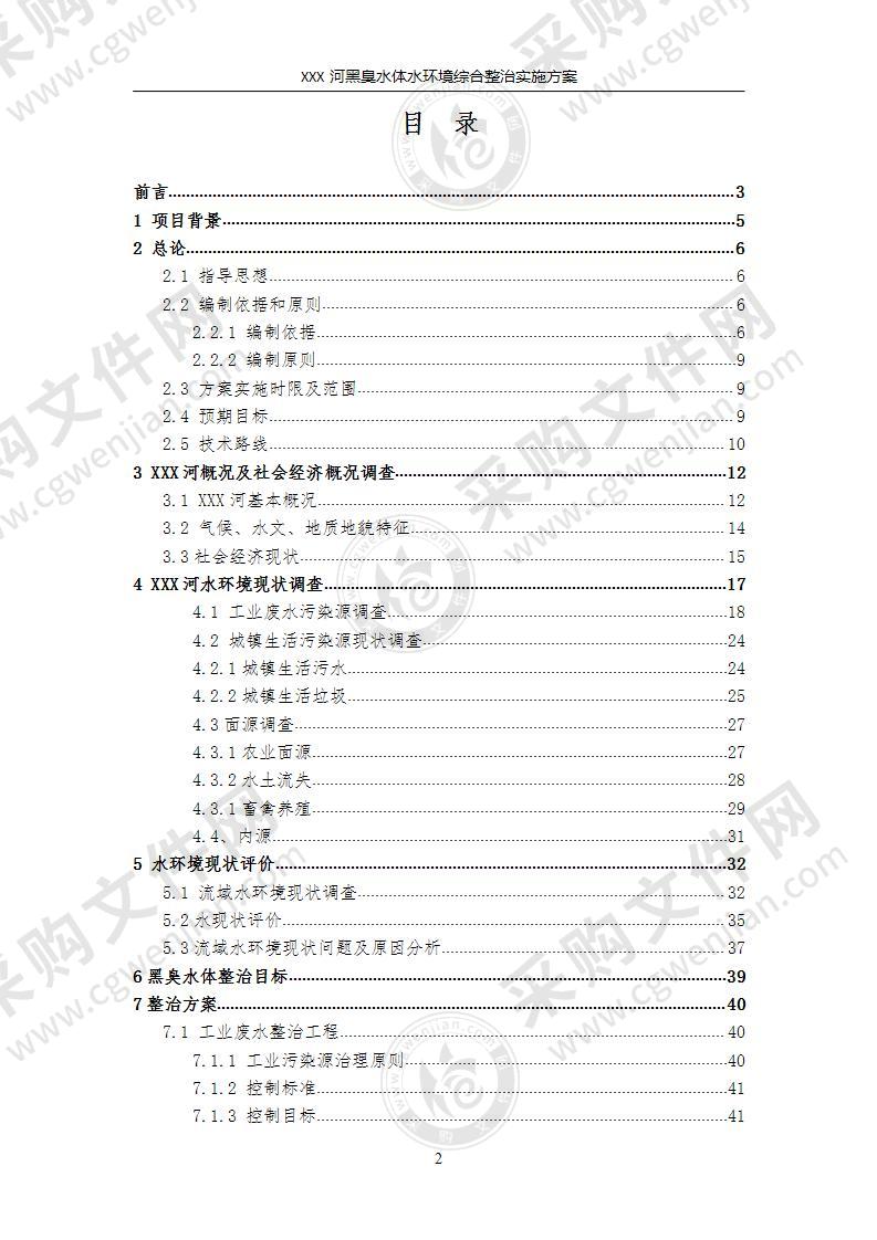 XX河黑臭水体水环境综合整治实施方案，79页（工整）