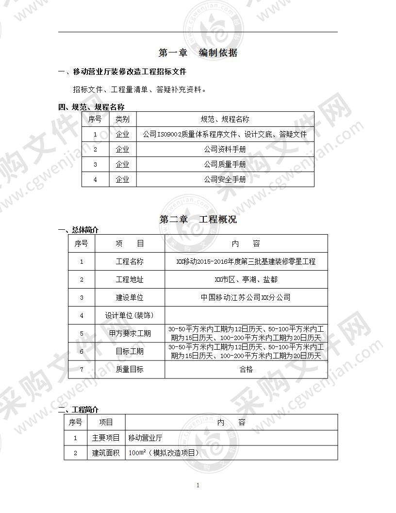 移动营业厅装修施工组织设计44页