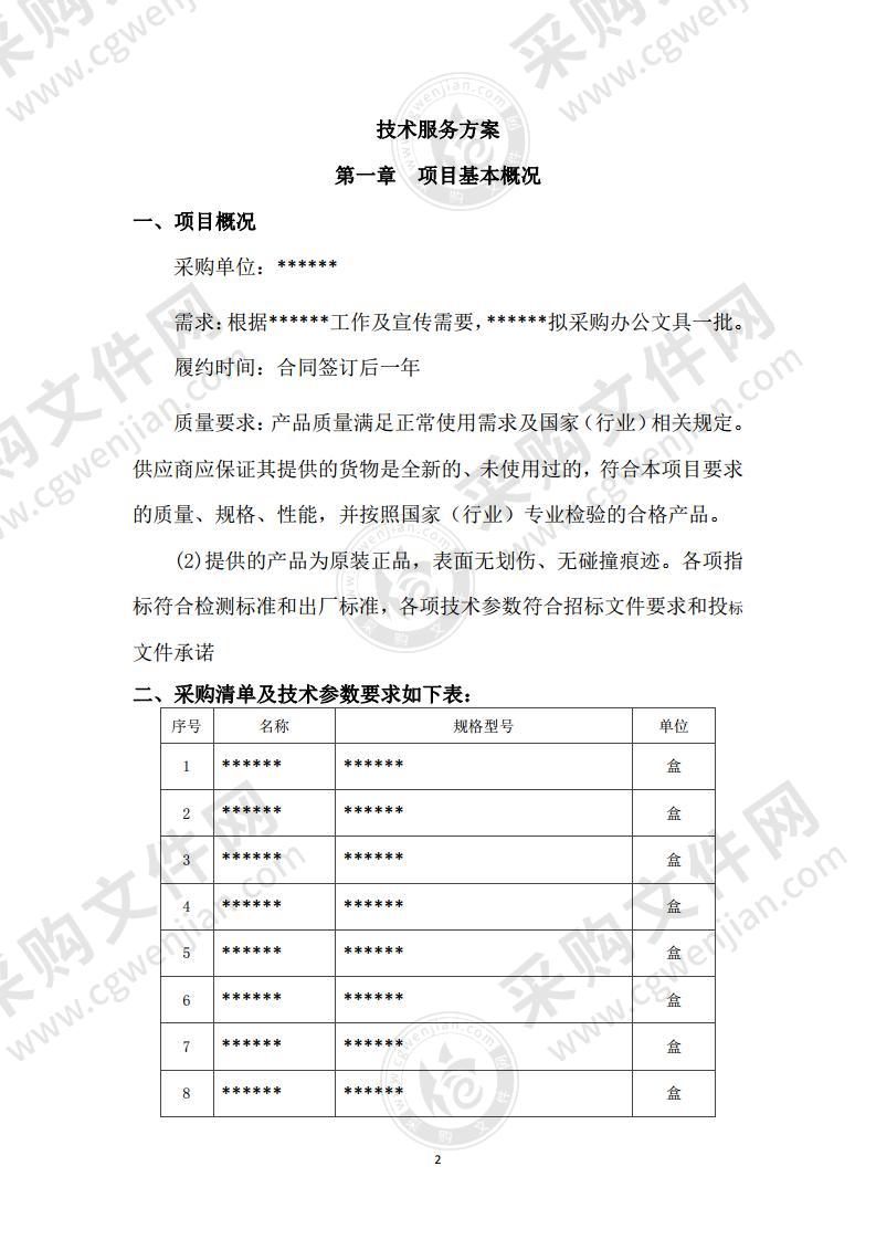 医院办公文具采购方案