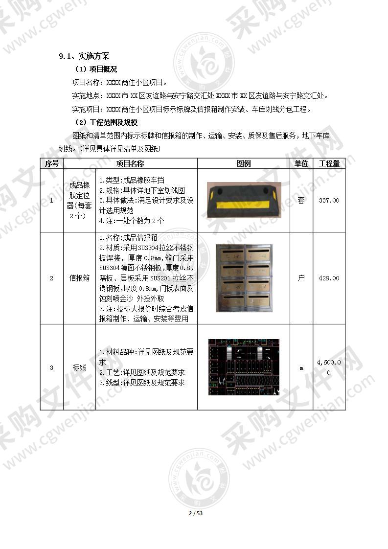 标示标牌及信报箱制作安装投标方案53页