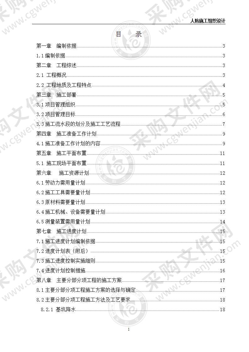 商业广场人防工程施工组织设计