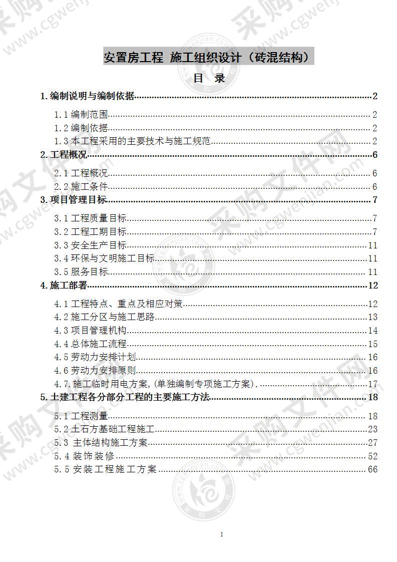 安置房工程 施工组织设计