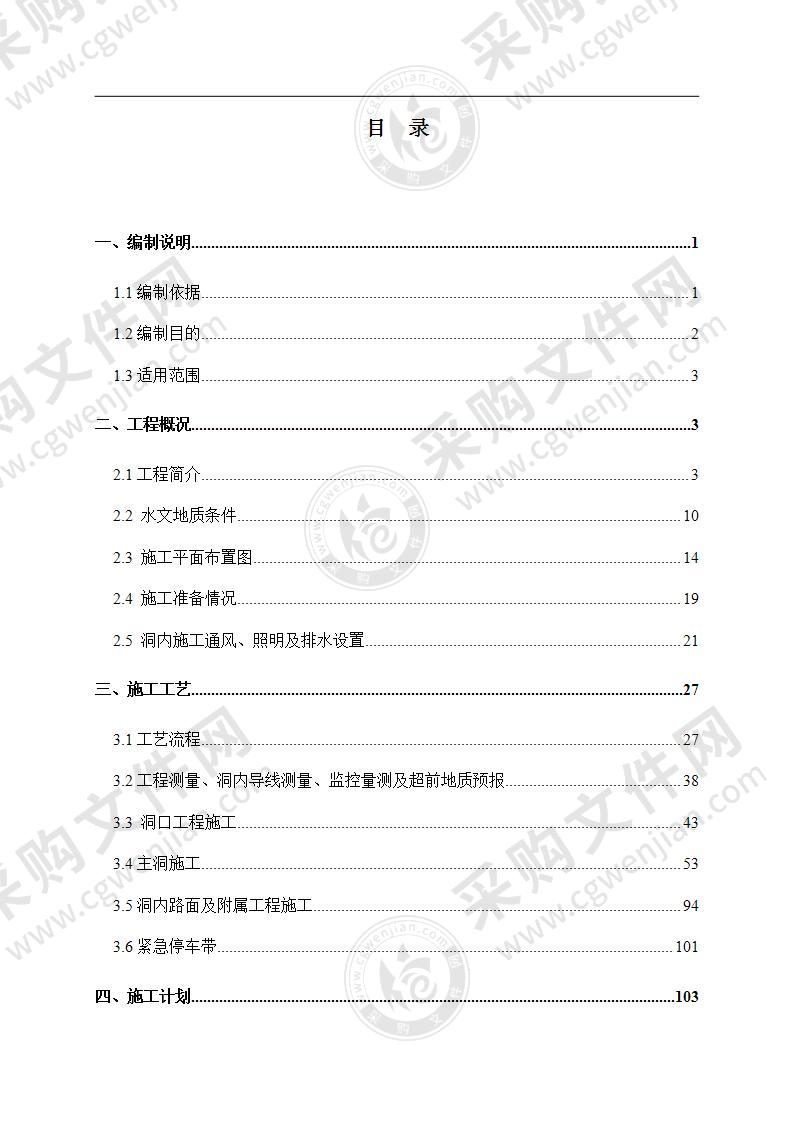 高速公路隧道专项工程投标方案（隧道专项施工方案）