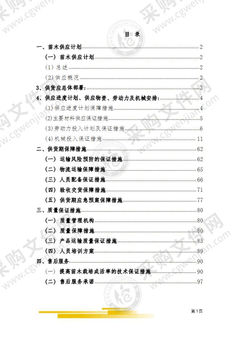 山区域生态环境治理工程苗木采购