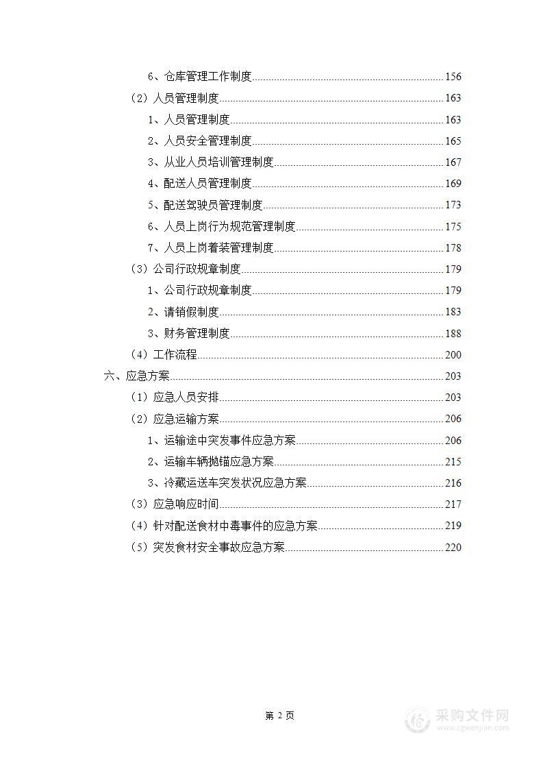 食材、食品配送服务方案