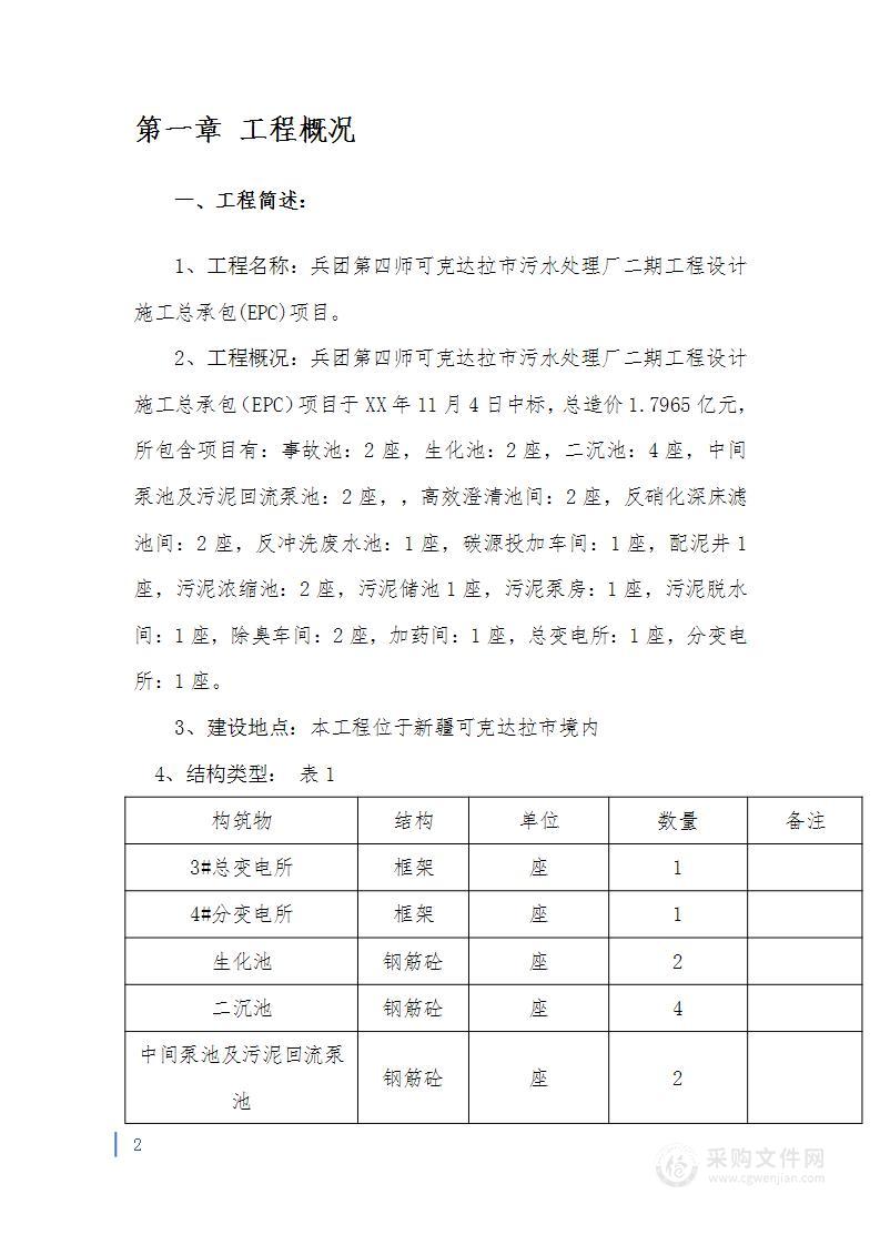 污水厂施工组织设计