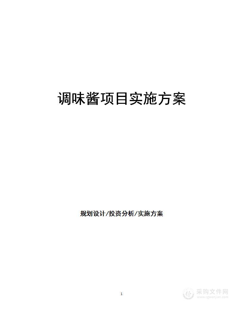 调味酱项目  实施方案 