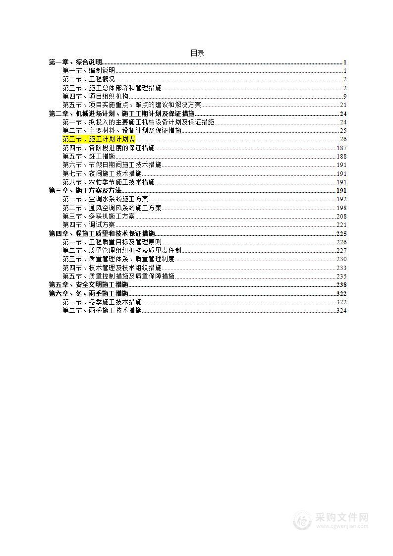 暖通空调安装施工投标方案