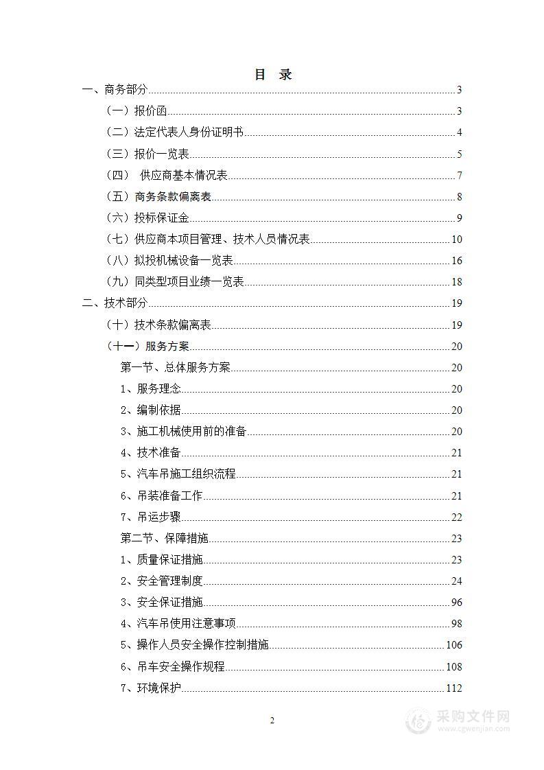 25吨吊车租赁项目投标方案