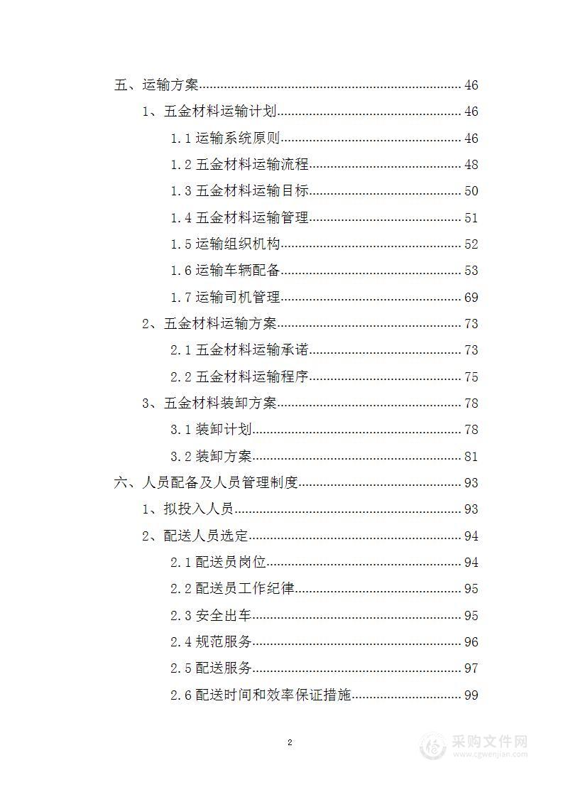 五金件、配件、建材、材料类采购项目配送方案