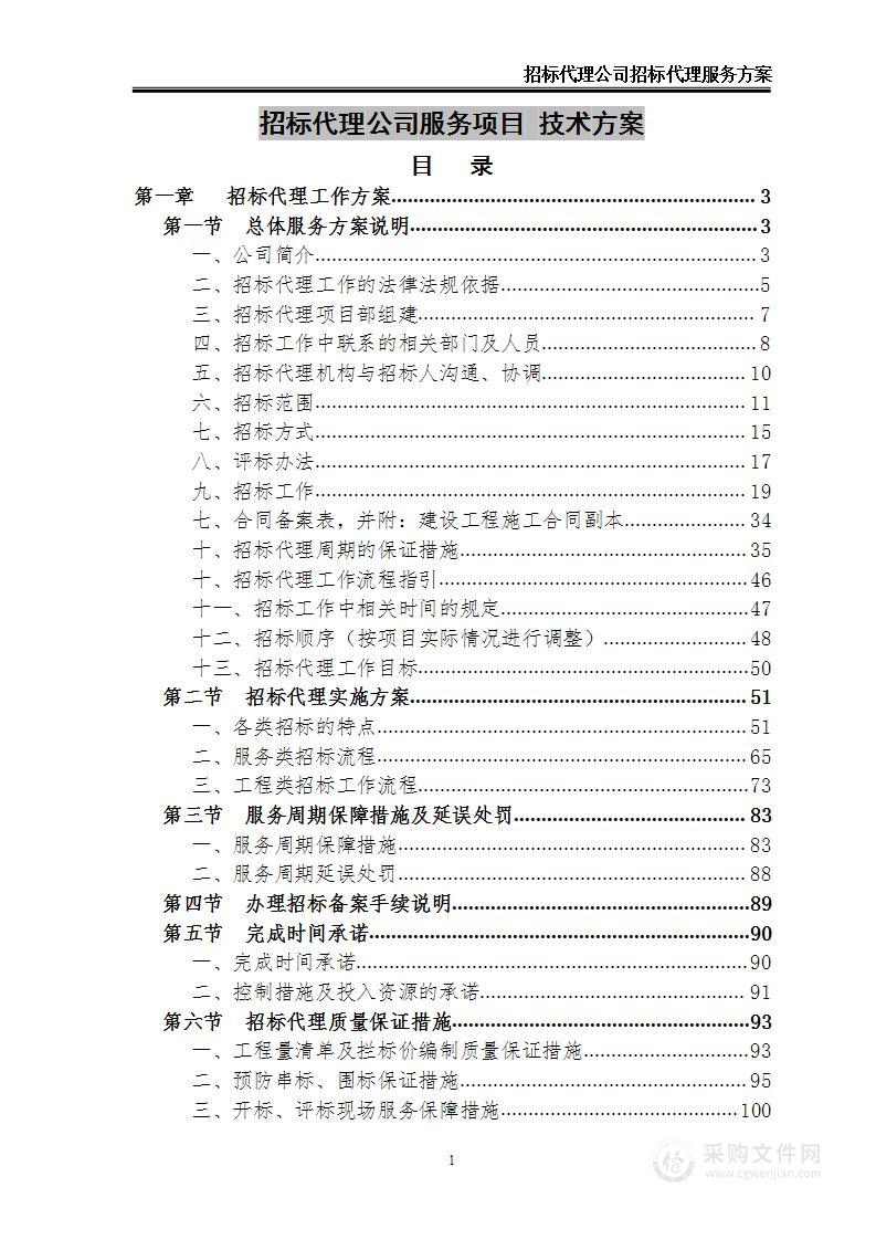 招标代理公司服务项目 技术方案