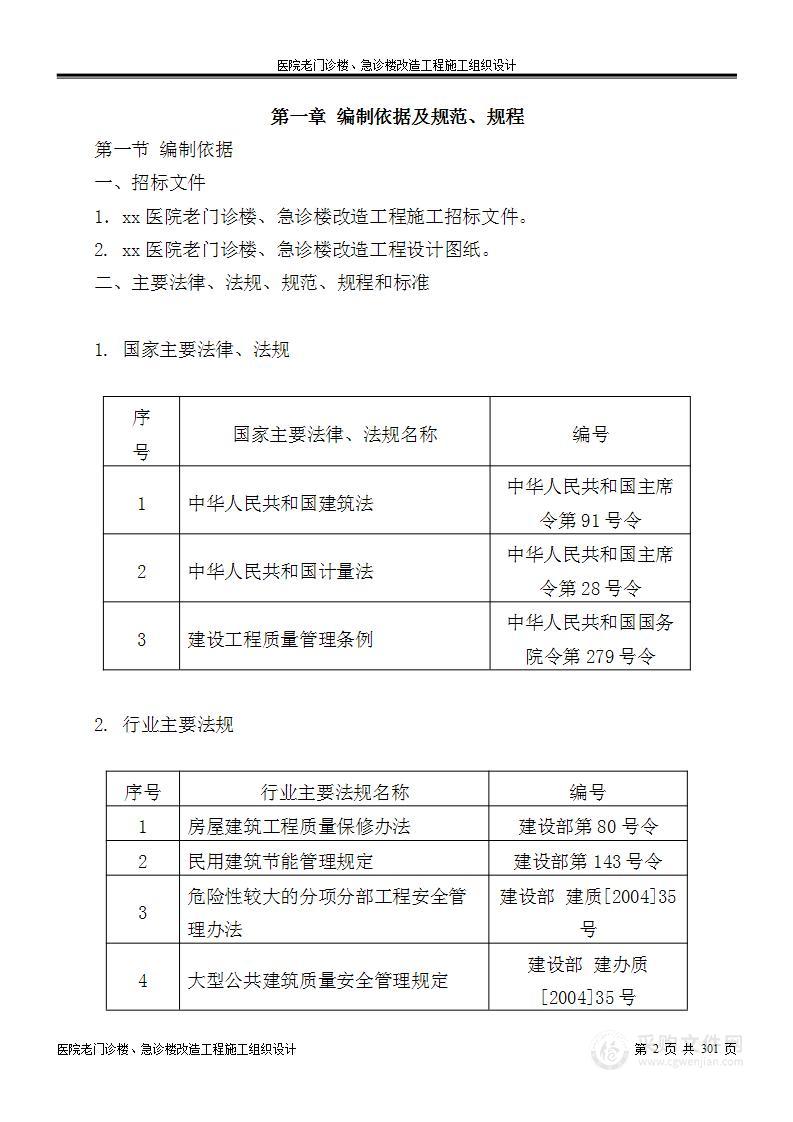 医院老门诊楼、急诊楼改造工程施工组织设计