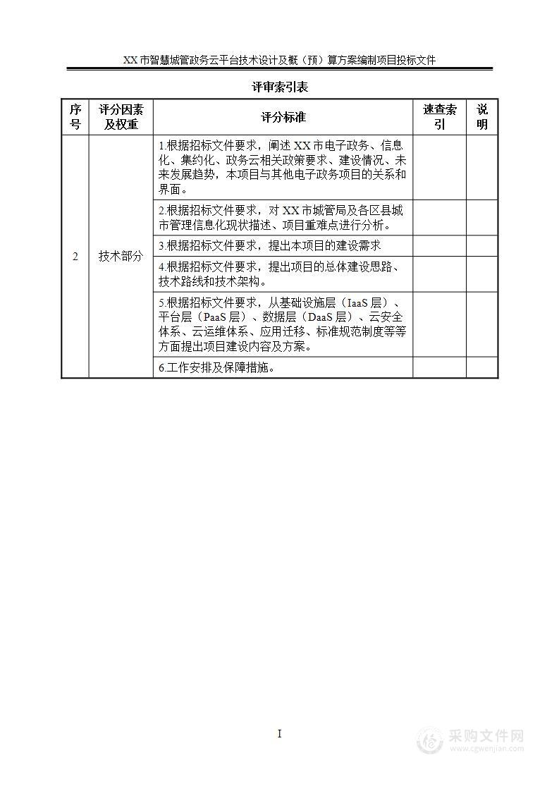 某市智慧城管政务云平台技术设计及概预算方案编制投标文件