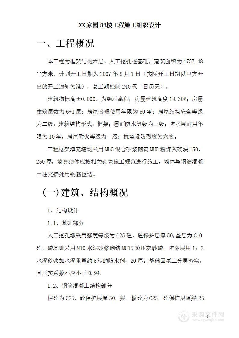 某小区工程投标施工组织设计方案