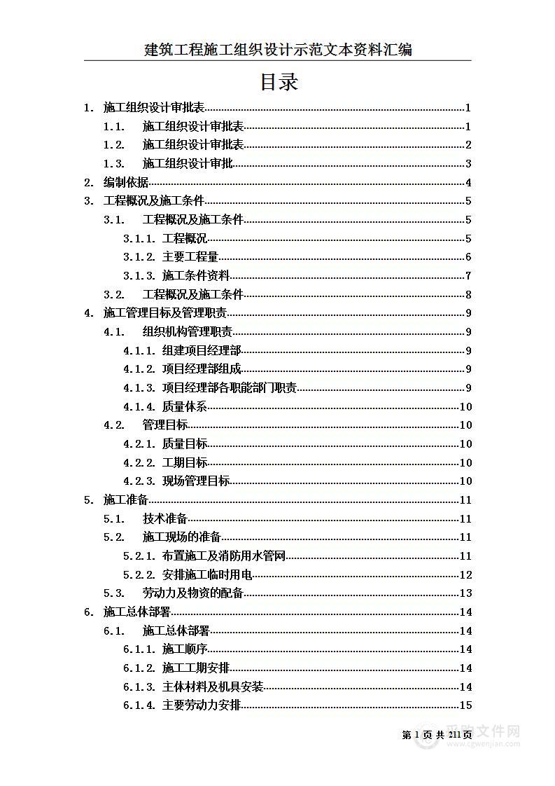 建筑工程施工组织设计方案文本资料汇编