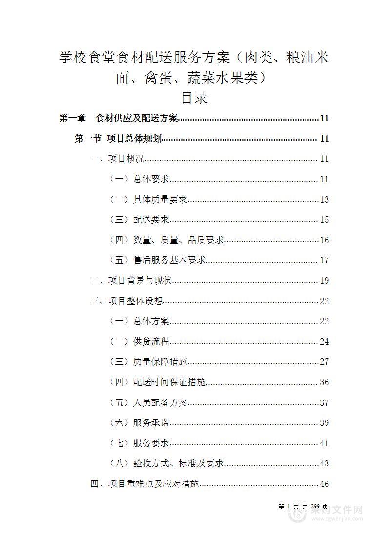 学校食堂食材配送服务方案（肉类、粮油米面、禽蛋、蔬菜水果类）