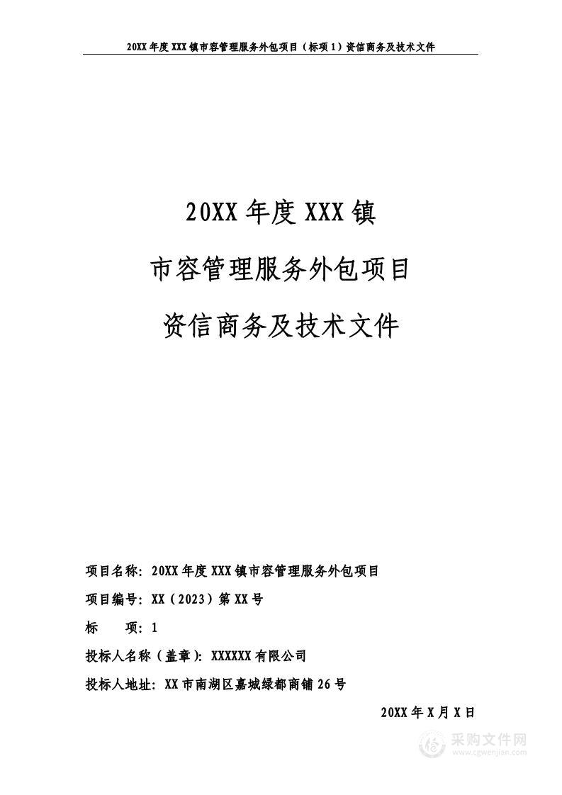 市容管理服务外包项目资信商务及技术文件