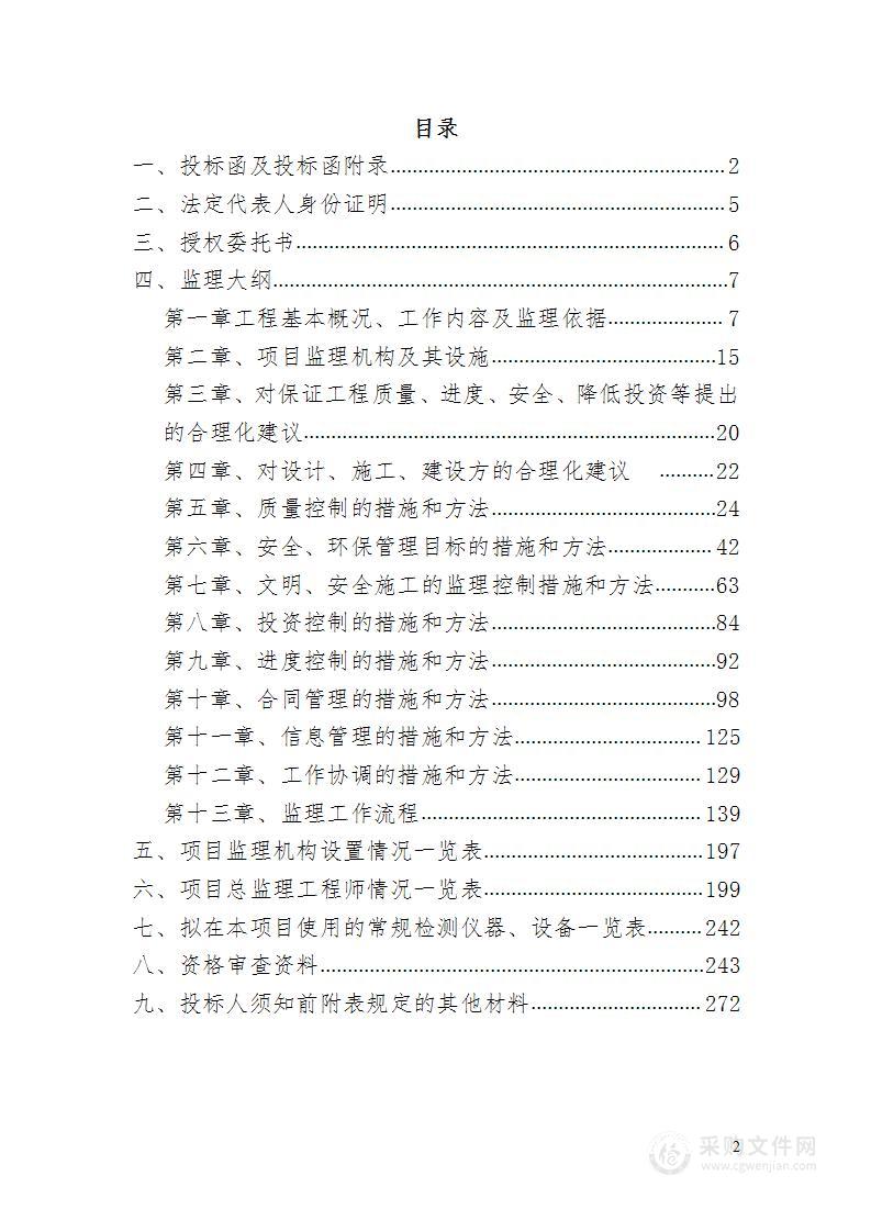 房屋建筑项目工程监理投标文件