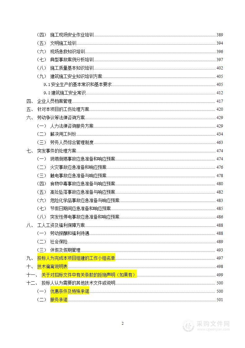 工程施工劳务作业分包-技术方案