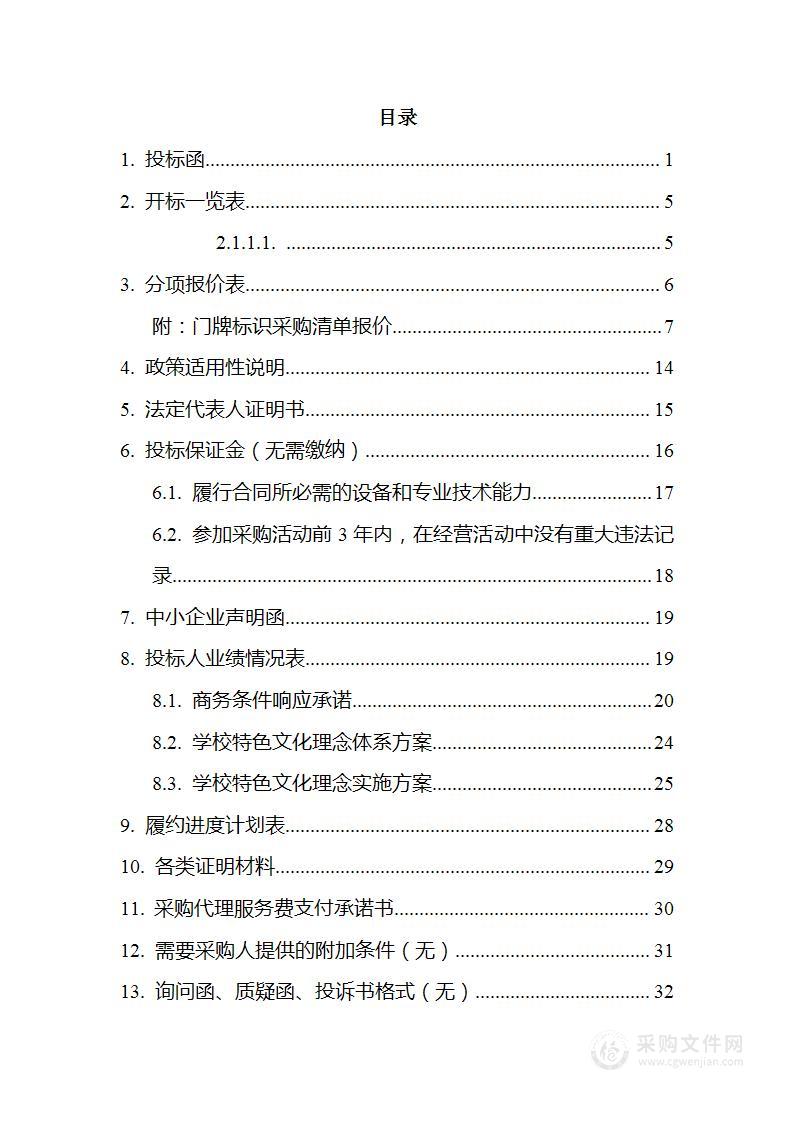 学校内各类物品采购招标方案