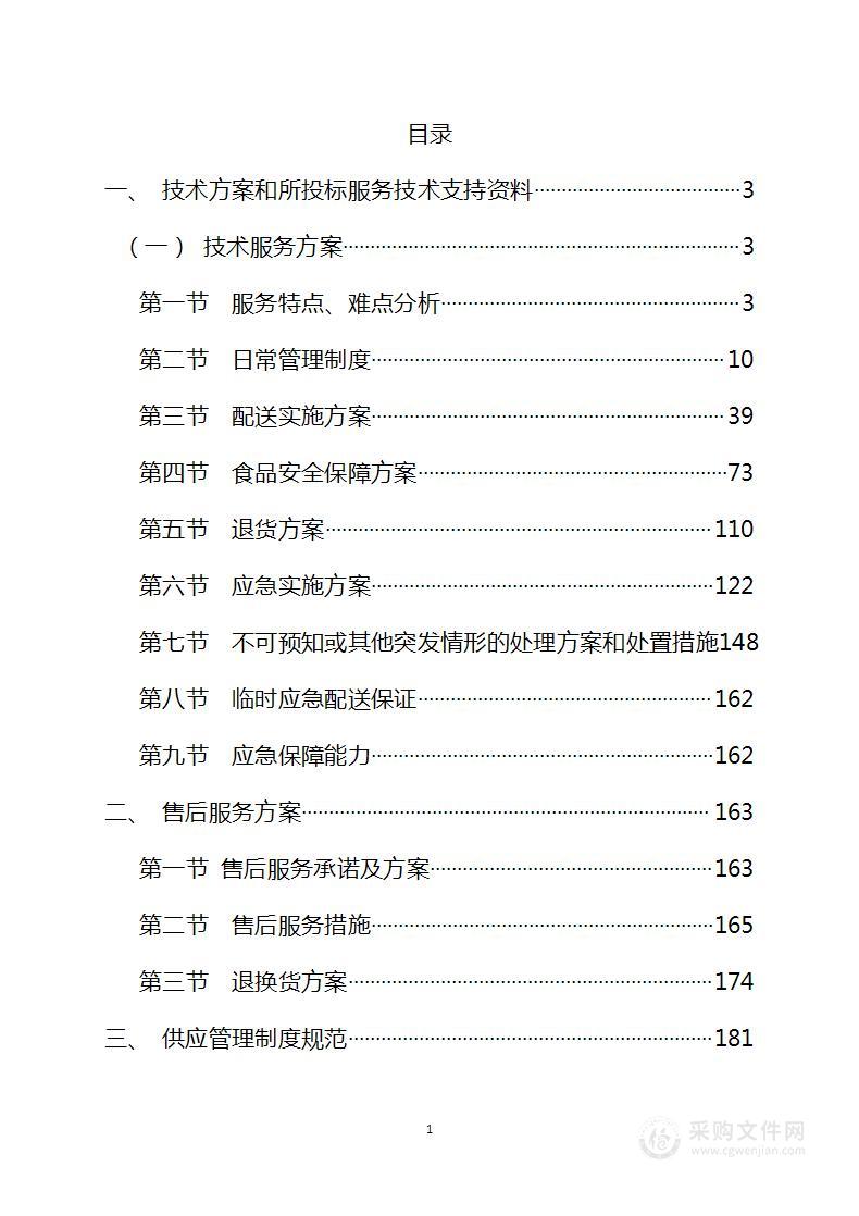 商品、副食品采购项目服务方案