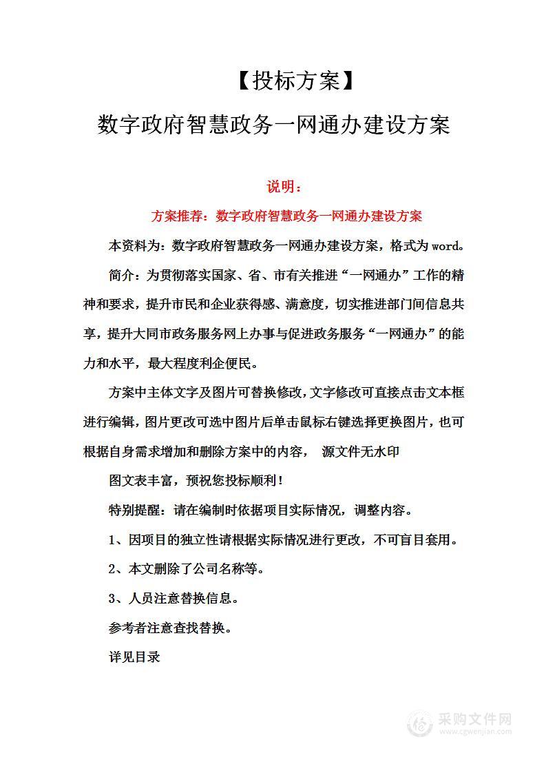 数字政府一网通办建设方案