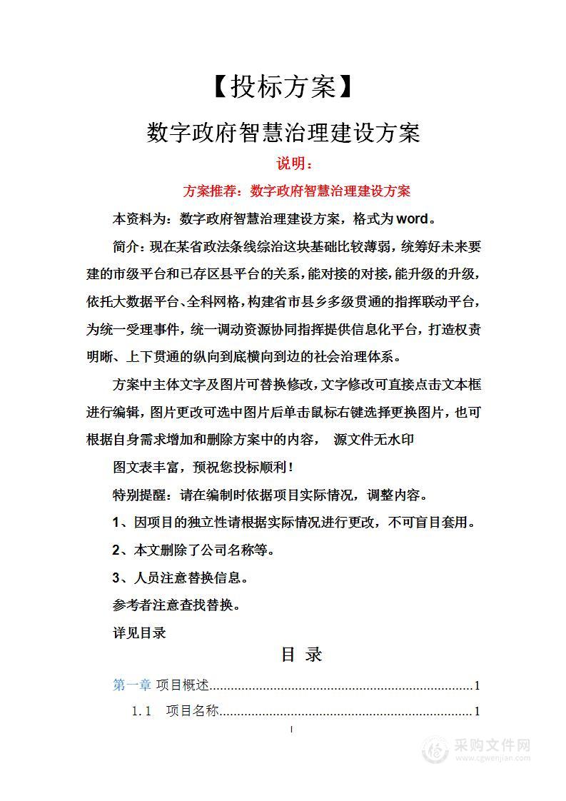 数字政府智慧治理建设方案