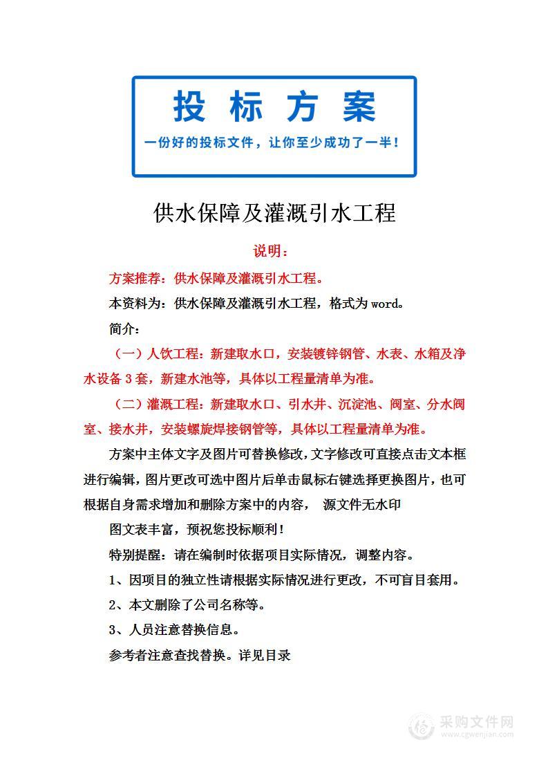 供水保障及灌溉引水工程投标方案