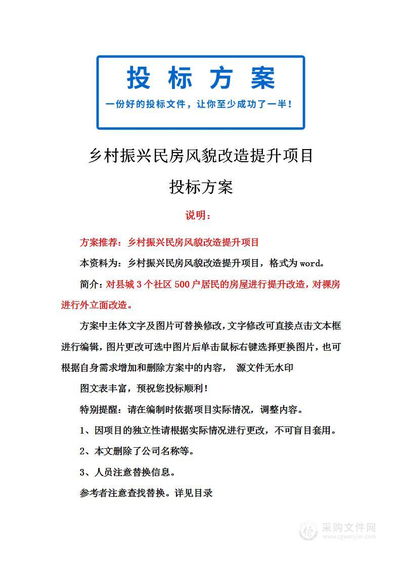 乡村振兴民房风貌改造提升项目投标方案