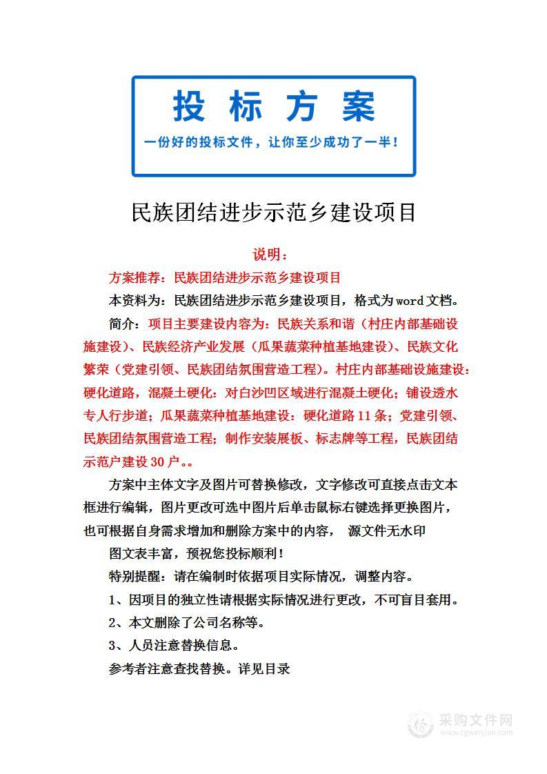 民族团结进步示范乡建设项目投标方案