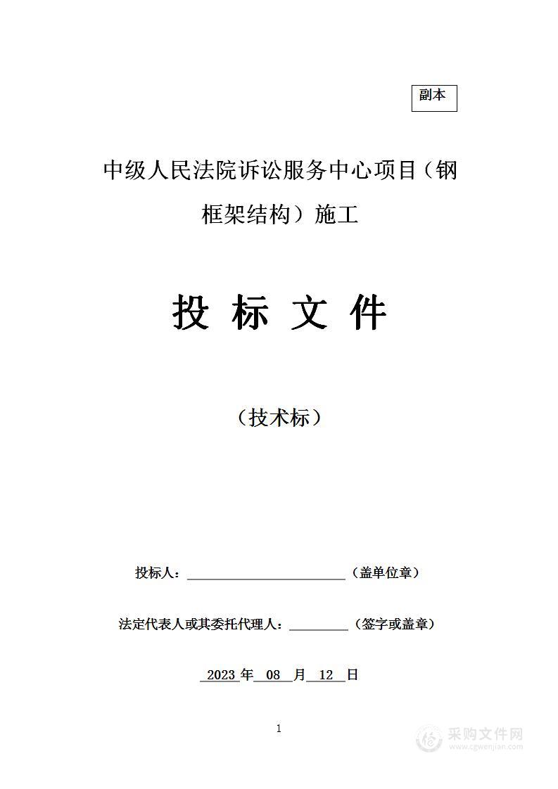 中级人民法院诉讼服务中心项目（钢框架结构）施工